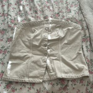 Adorable Cream Canvas Jean Tube Top With Buttons